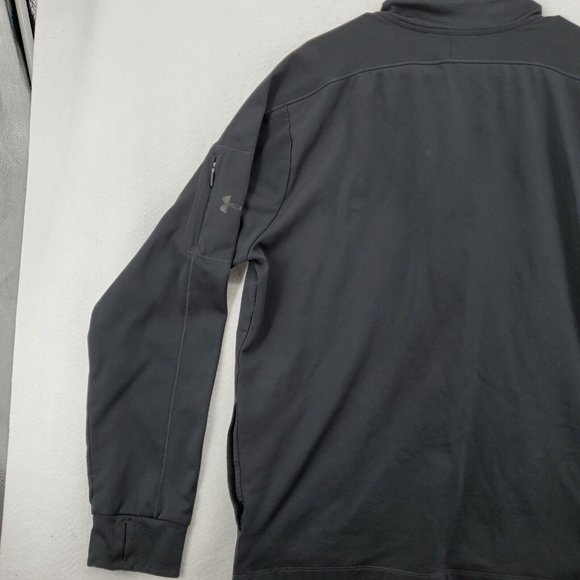 UNDER ARMOUR Shirt Men's Long Sleeve Quarter Zip High Neck Pullover Black XL - Picture 11 of 12